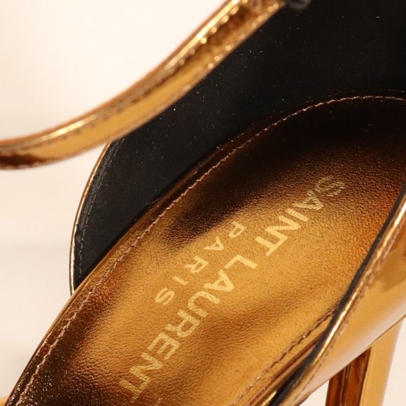 NWT & Box Yves Saint Laurent Strappy Heels in Egypt Gold - Picture 7 of 13